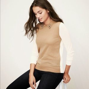 Loft color block jeweled collar wool sweater
